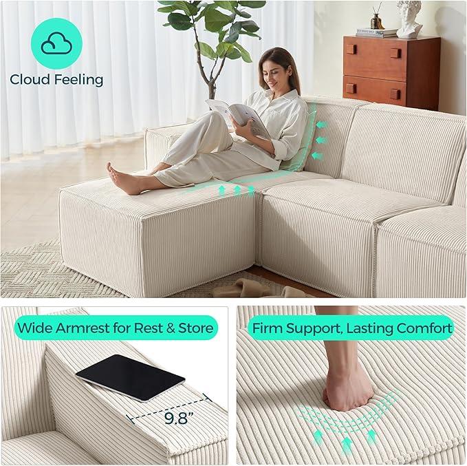 LINSY HOME Modular Sectional Sofa, 134