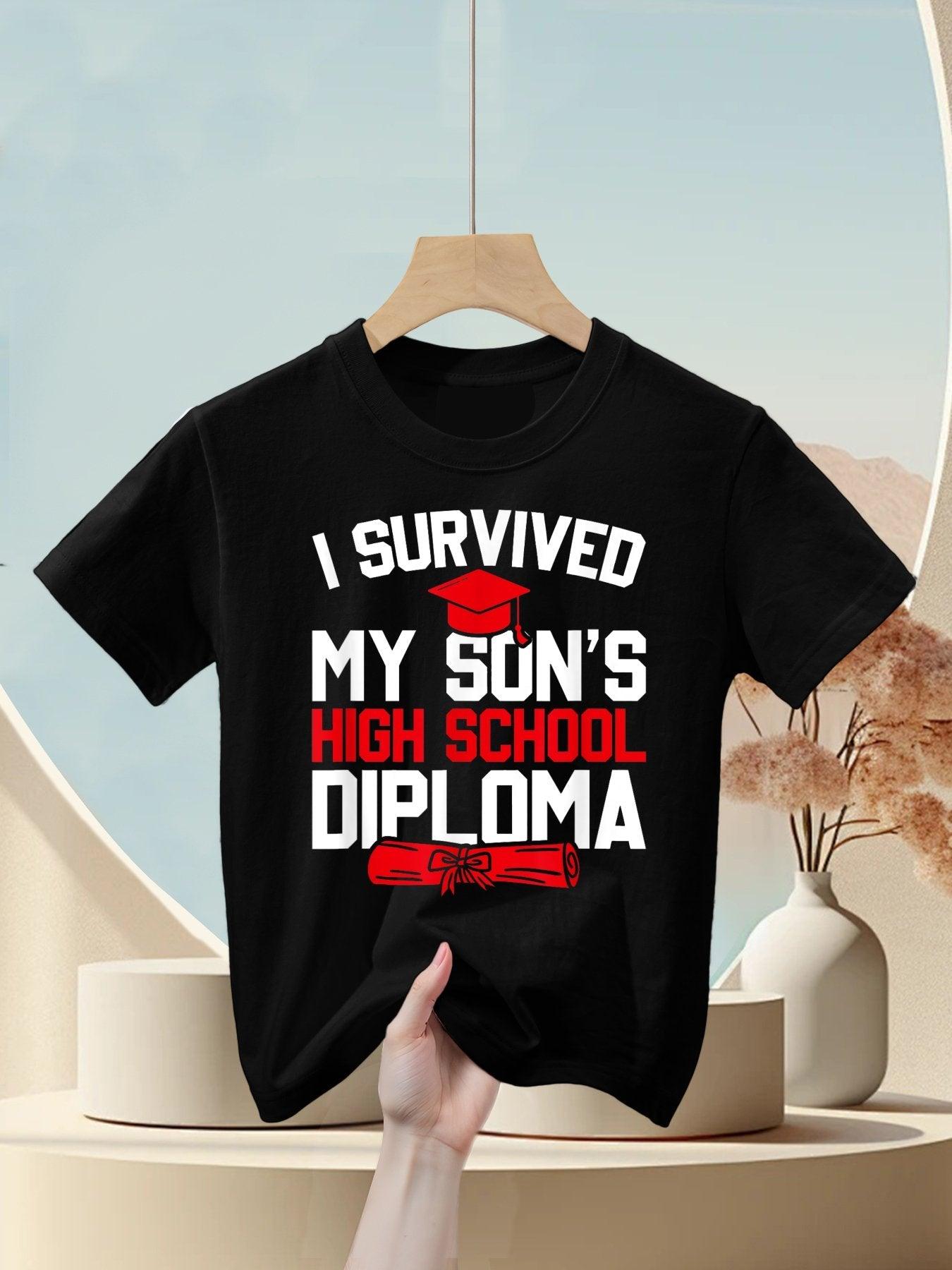 I Survived My Son's High School Diploma, Funny Graduation Kids T-Shirt