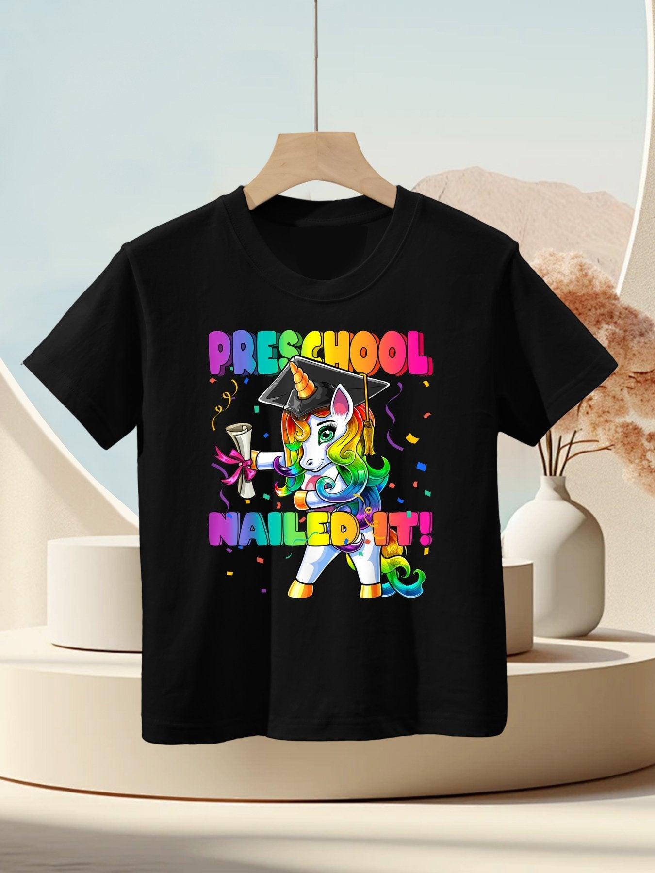 Flossing Unicorn Preschool Graduation Cap Diploma Gift Girls Kids T-Shirt