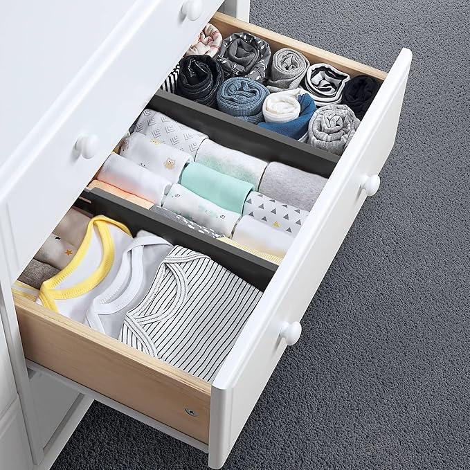 Utoplike 4 pcs Bamboo Kitchen Drawer Dividers Large, Adjustable Black Drawer Organizers, Spring Loaded, Works in Kitchen, Dresser, Bathroom, Bedroom, Drawer, Desk, 2.4
