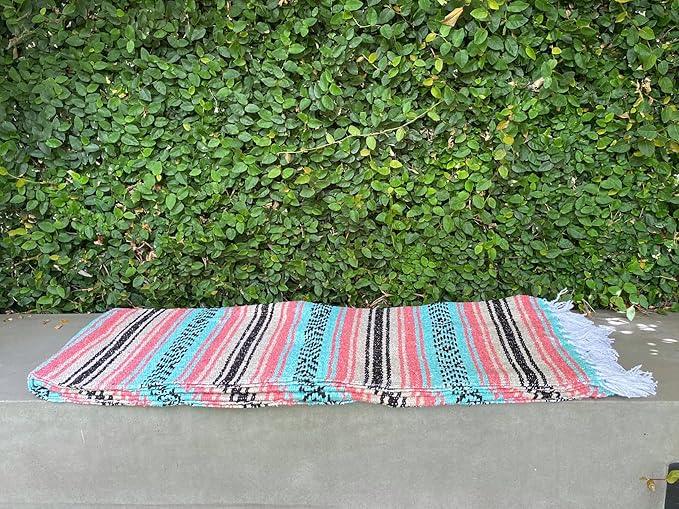 Del Mex Classic Mexican Blanket, Large Authentic Woven Falsa Throw (70
