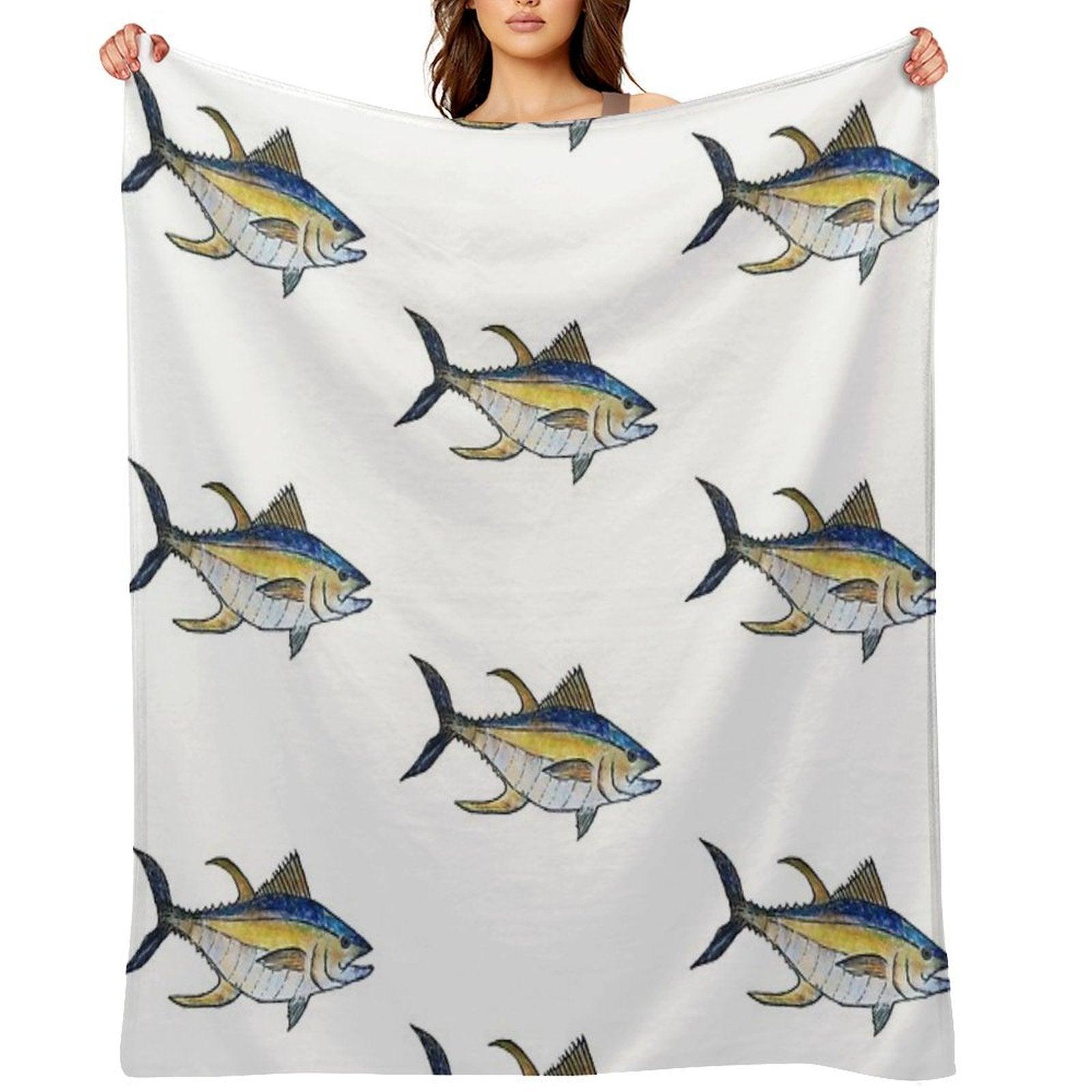 Yellowfin Tuna Fish Throw Blanket