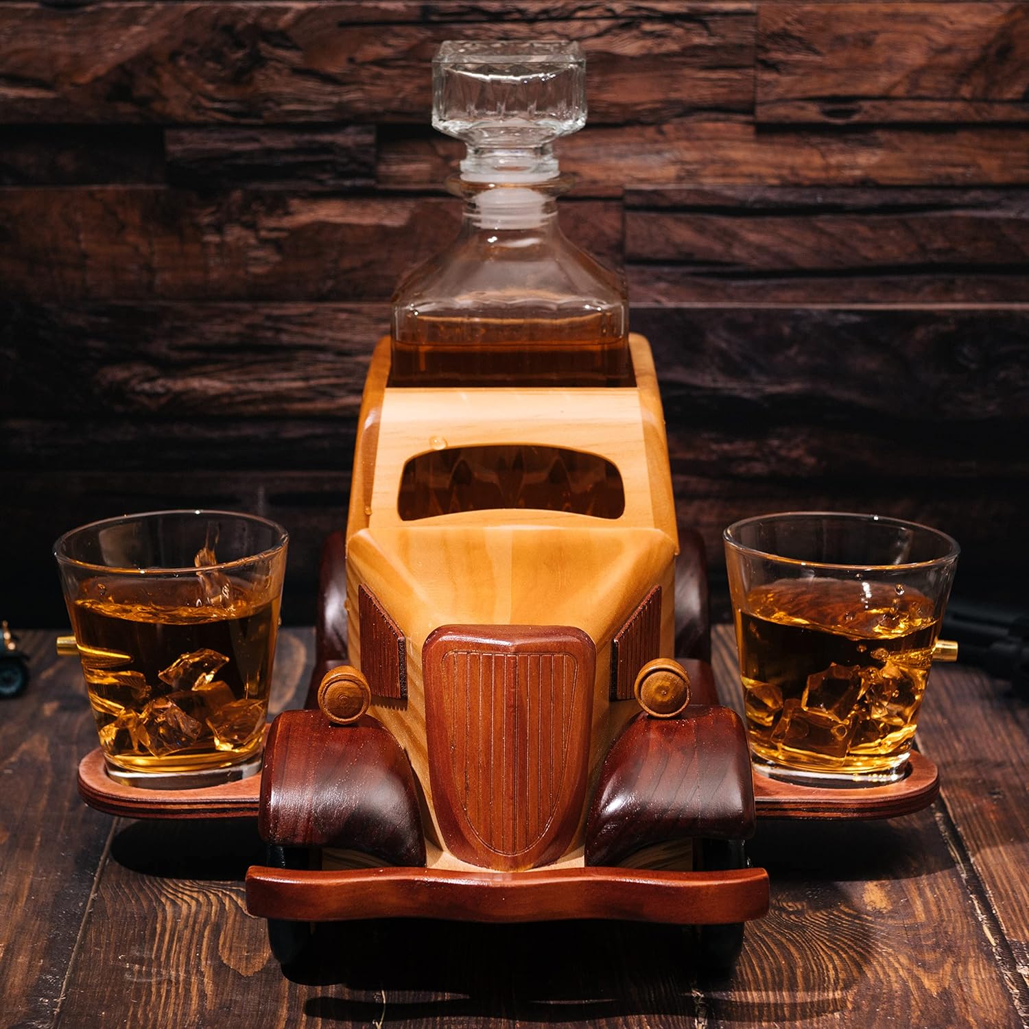 Old Fashioned Car Whiskey Decanter Set, Very Large 15