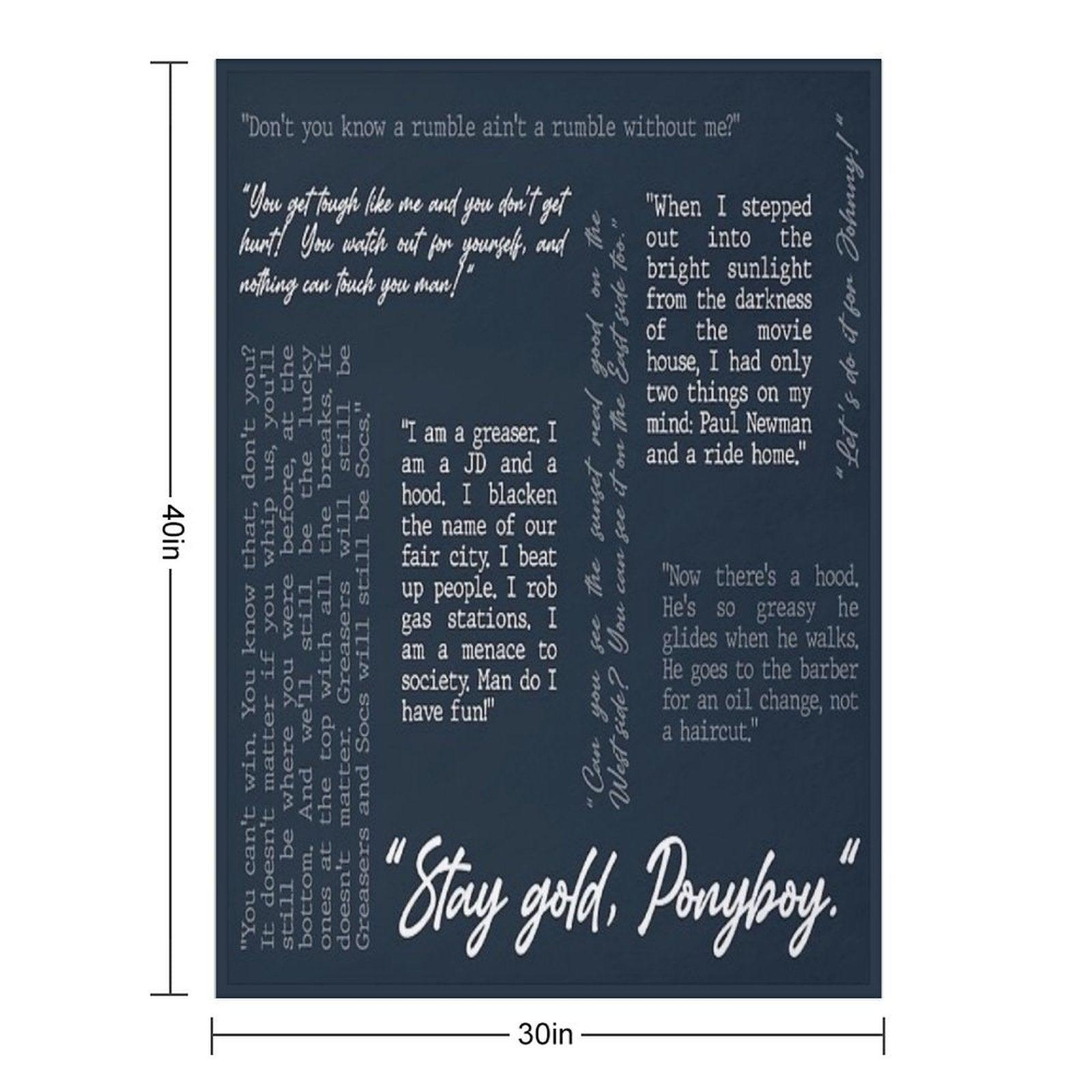 Outsiders Word Cloud - Stay Gold Ponyboy Throw Blanket