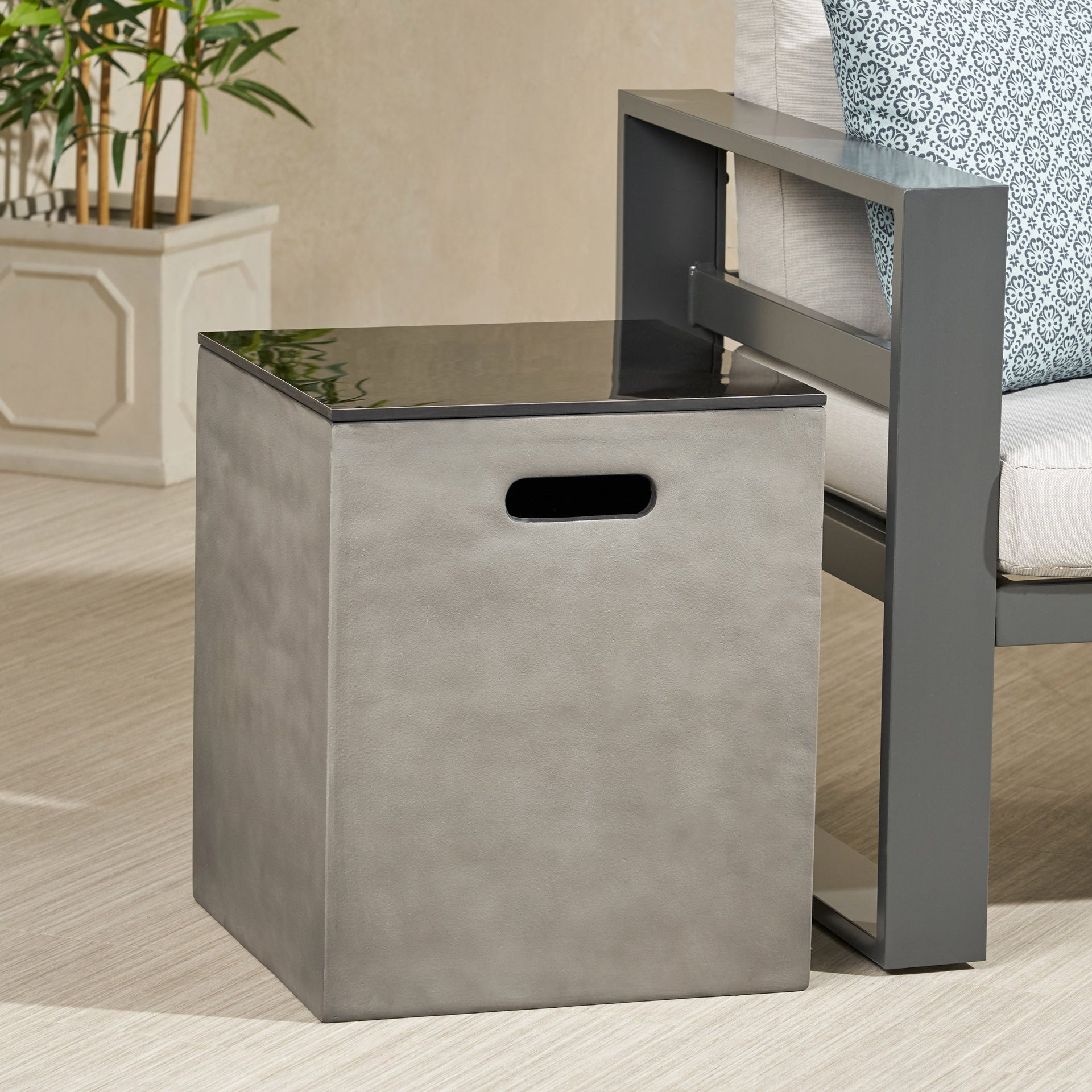 Modern Design MGO Tank Holder Side Table with Ceramic Top in Black and Gray