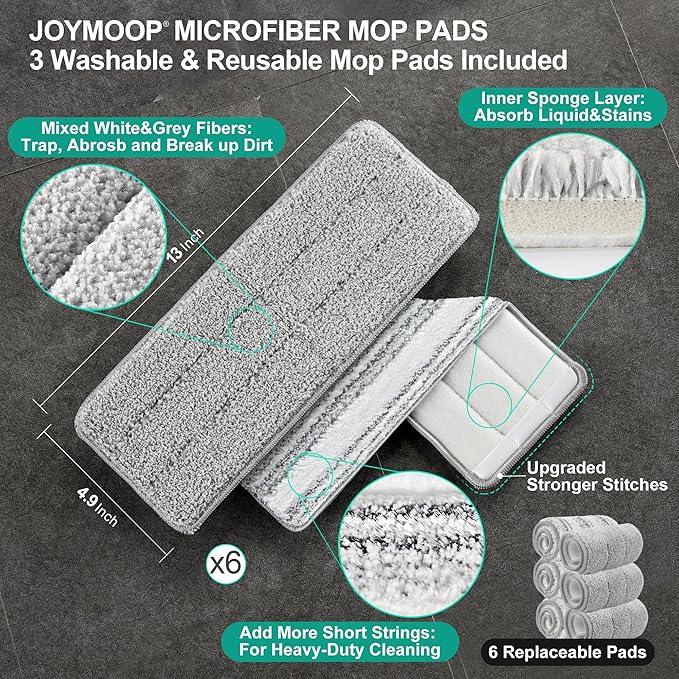 JOYMOOP Mop and Bucket with Wringer Set, Hands Free Flat Floor Mop and Bucket, 60