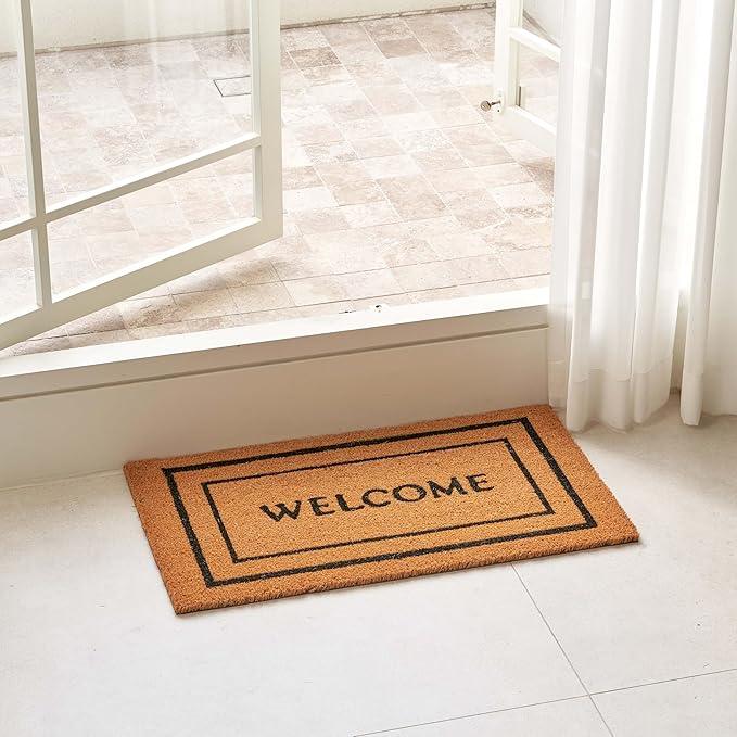 KANKUN Coco Coir Door Mat with Heavy Duty Backing, Welcome Doormat (17
