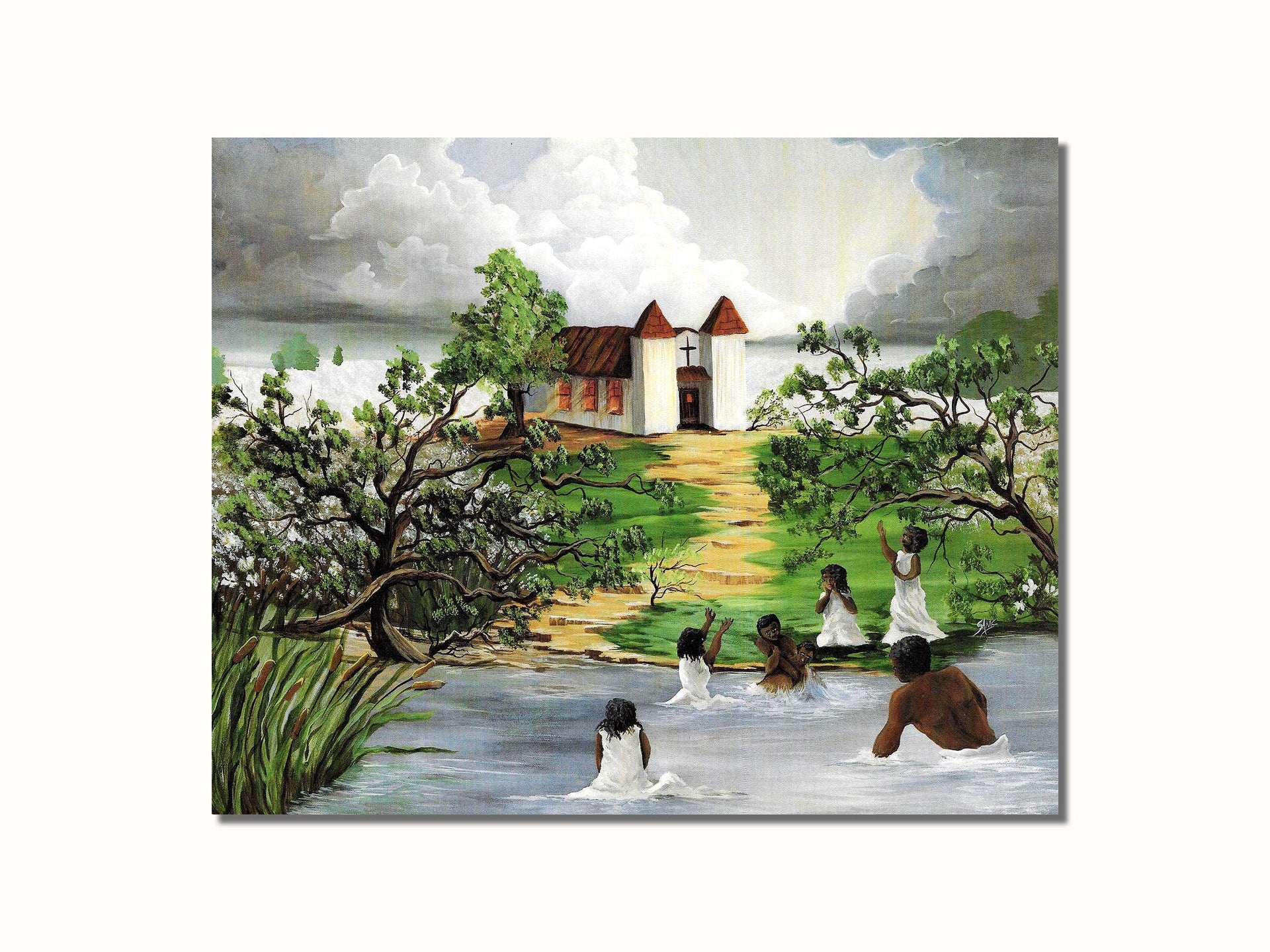African American Baptism Art – Christian Wall Art 8x10 Unframed Print
