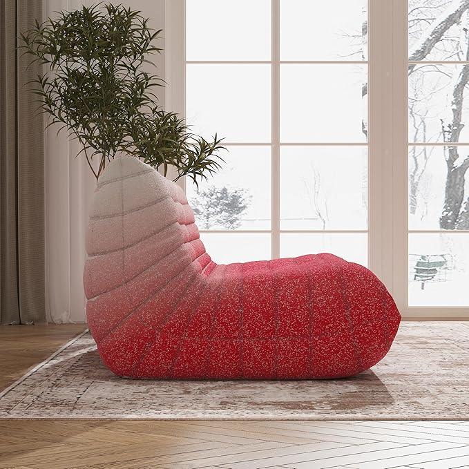 Bean Bag Chair, Loveseat Fireside Chair Bean Bag Sofa Large Bean Bag Chair for Adults, 2 Seater Bean Bag Chairs for Teens with High Density Comfortable Foam, Bean Bag for Living Room (Pink&White)