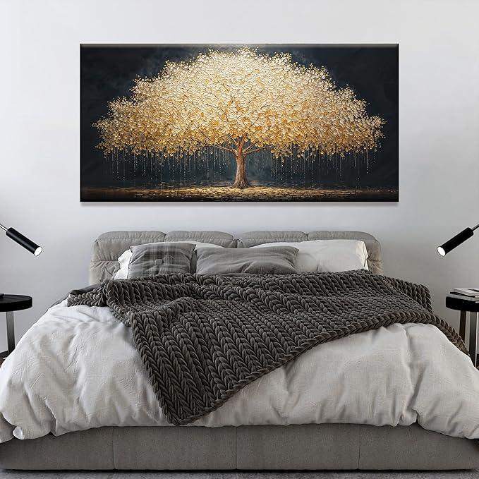 Tsomzxng Abstract Wall Art Gold Tree Of Life Artwork Canvas Art Wall Decor Painting Prints Gold Tree Large Abstract Wall Decor Picture For Living Room Bedroom Home Office Artwork 29