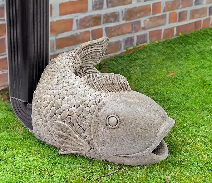 Fish Statues Gutter Downspout Extension Statues Garden Decoration,Resin Statue Outdoor Decor,Animal Downspout Diverter,Decorative Gutter Extension,3