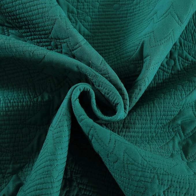 MarCielo 3-Piece Christmas Quilt 100% Cotton Oversized Bedspread Lightweight Coverlet Embroidery Christmas Tree Pattern Bedding Set(TC Emerald, Oversized Queen (100