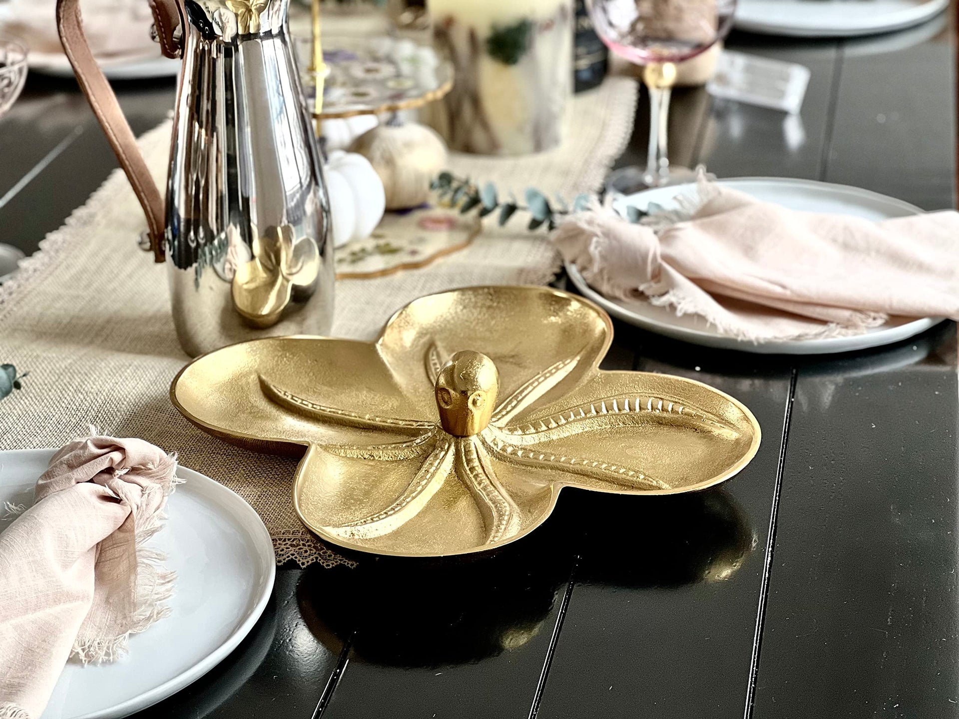 Gold Bronze Octopus Snack Bowl & Serving Tray 13.6