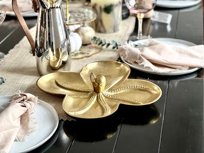 Gold Bronze Octopus Snack Bowl & Serving Tray 13.6