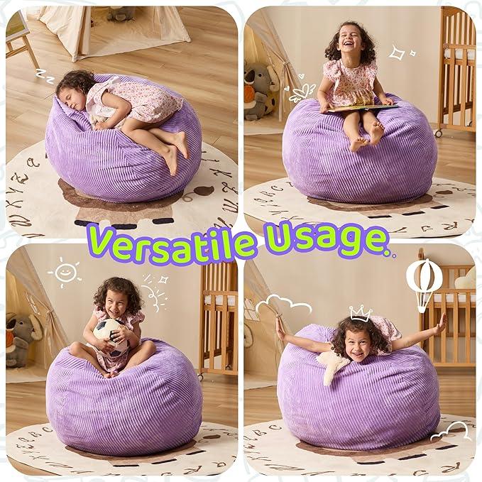 Bean Bag Chairs Teardrop Bean Bag Chair Beanbag Chair with Memory Foam Filled Machine Washable Cover for Living Room, Bedroom (Small,Purple)