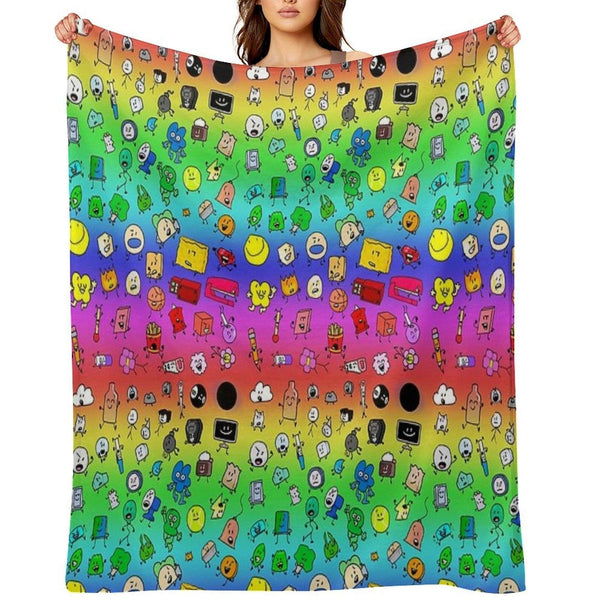 BFDI All Characters (Rainbow) Throw Blanket