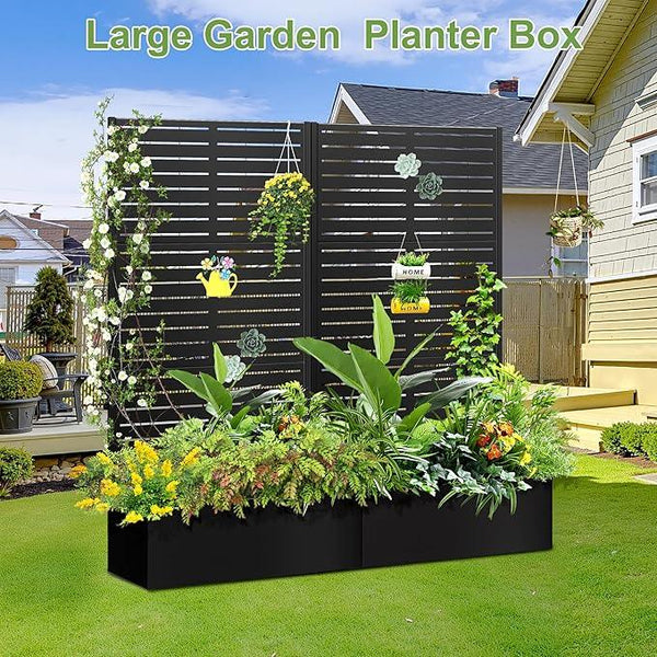 Trellis for Climbing Plants Outdoor，Mental Garden Bed with Drainage Holes Outdoor Privacy Screen Design Tall planters for herb Flower Vegetables 73