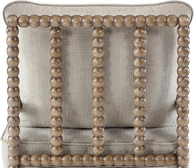 DUHOME Linen Fabric Spindle Accent Chair with Wood Frame,Modern Accent Chairs with Padded Spring Seat and Brushed White Base for Living Room Bedroom Farmhouse Home Office Belcony