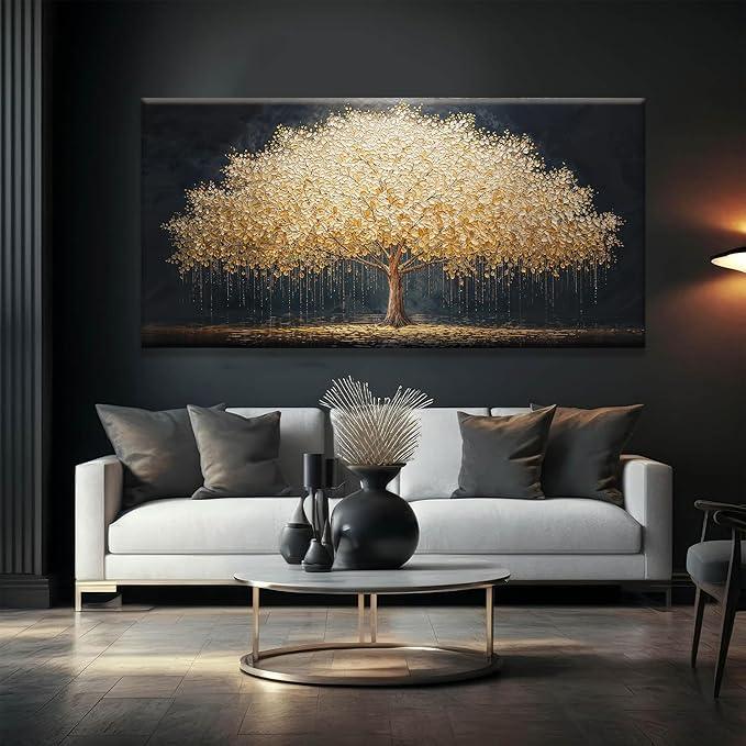 Tsomzxng Abstract Wall Art Gold Tree Of Life Artwork Canvas Art Wall Decor Painting Prints Gold Tree Large Abstract Wall Decor Picture For Living Room Bedroom Home Office Artwork 29