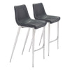 Magnus Barstool (Set of 2) Black & Silver