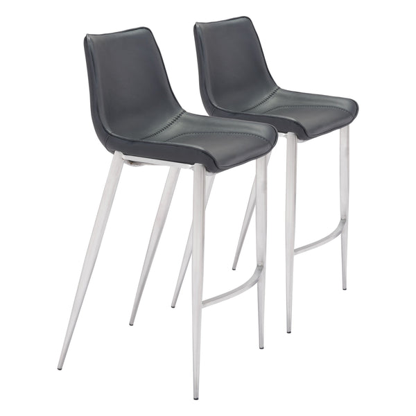 Magnus Barstool (Set of 2) Black & Silver