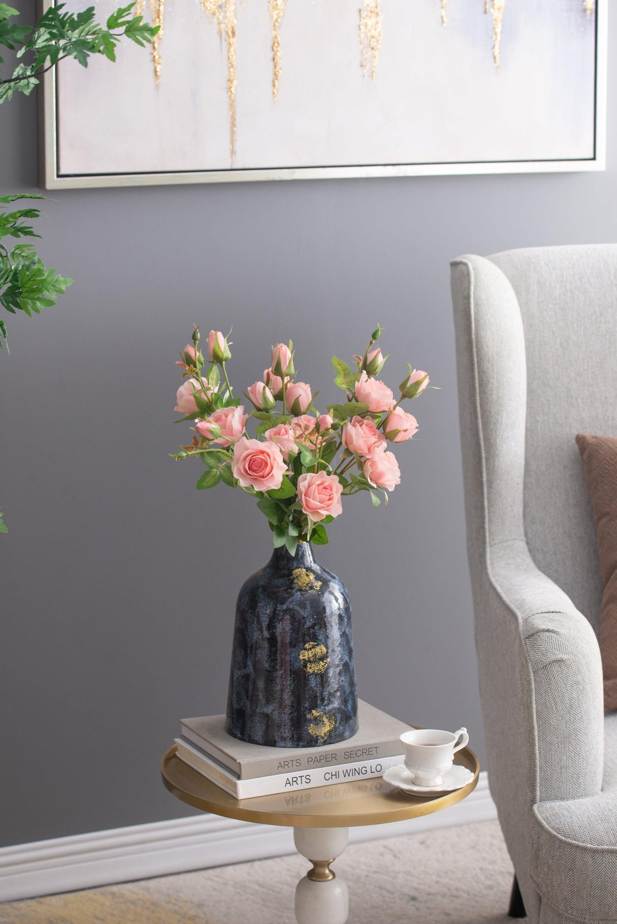 Modern Art Glass Floral Accent Vase