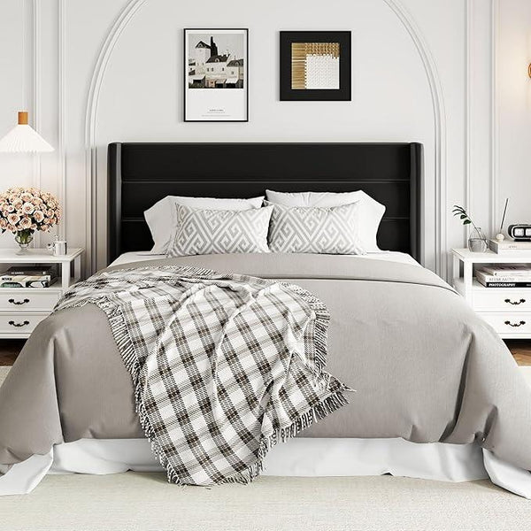 Allewie Full Size Velvet Lift Up Storage Bed, Modern Wingback Headboard, Hydraulic Support, No Box Spring Needed, Black