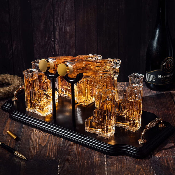 Pistol Whiskey & Wine Decanter - 2 Gun Whiskey Decanter Set