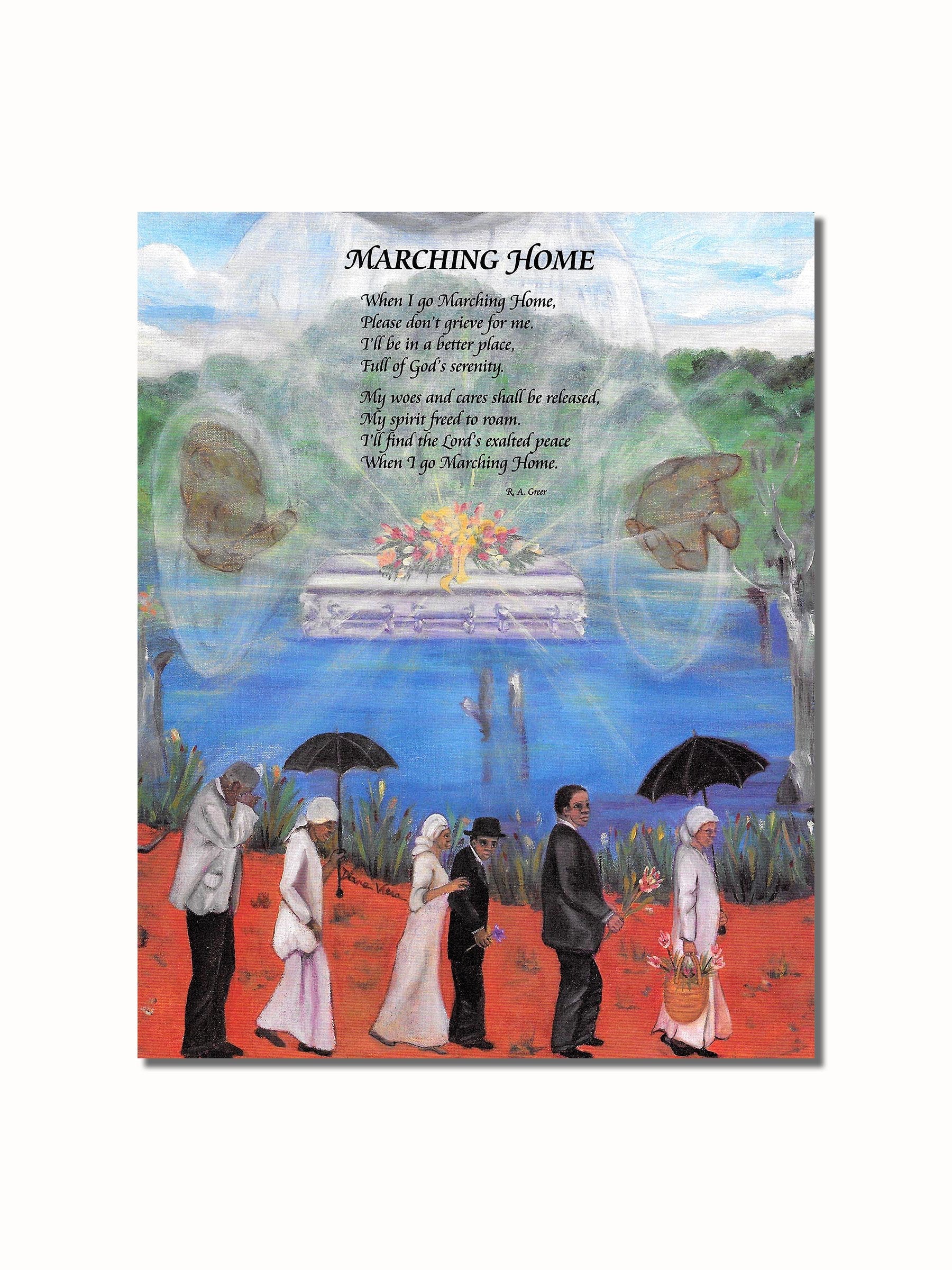 Funeral Marching Art Print - African American Black Funeral Home Wall Decor 8x10