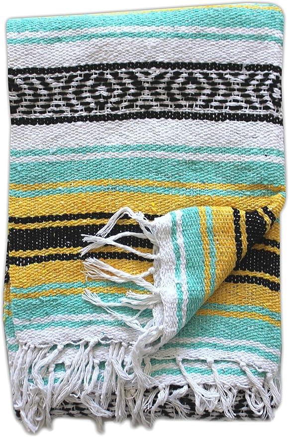 Del Mex Classic Mexican Blanket, Large Authentic Woven Falsa Throw (70