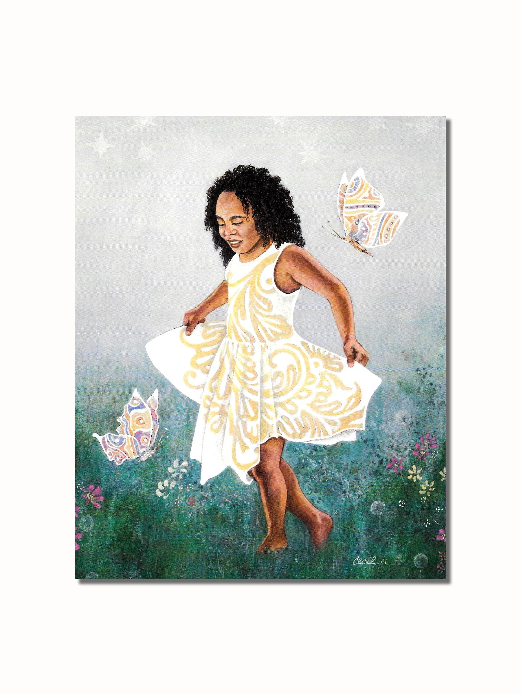 African American Art Print – Black Girl Wall Art 8x10 Unframed Kids Room Decor