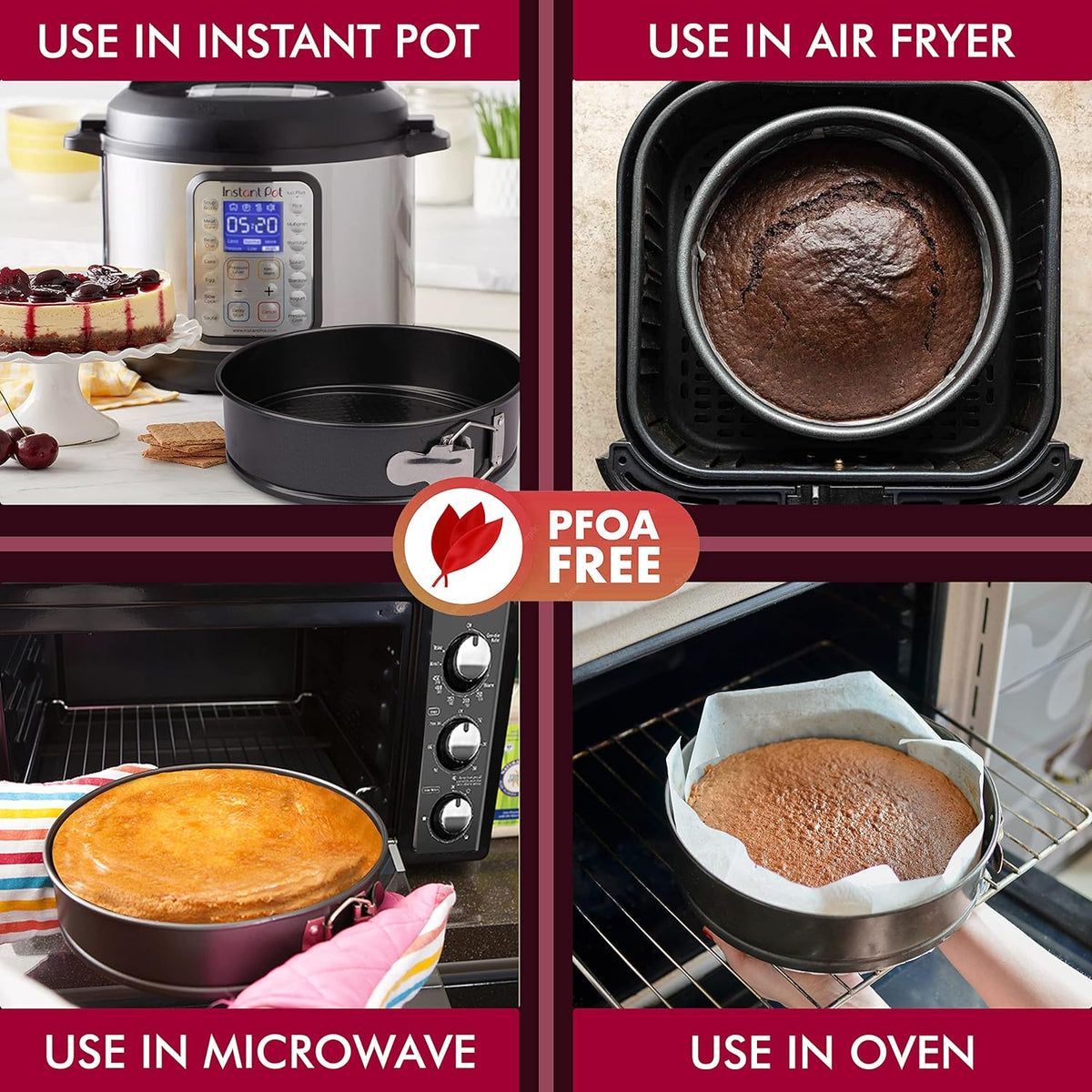 RFAQK 8 Inch Springform Cake Pan-Nonstick Baking Set with Removable Bottom,Leakproof Cheesecake Pan with 50Pcs Parchment Papers,(E-Book Included)