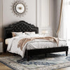 Allewie Queen Velvet Bed Frame with Adjustable Headboard, Wooden Slats, No Box Spring Needed, Easy Assembly, Black