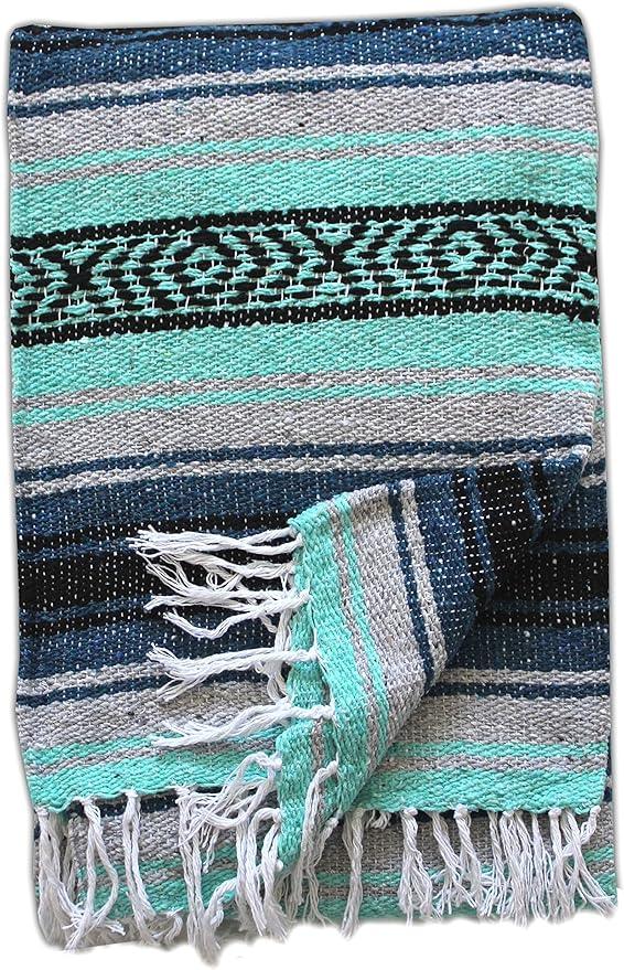 Del Mex Classic Mexican Blanket, Large Authentic Woven Falsa Throw (70