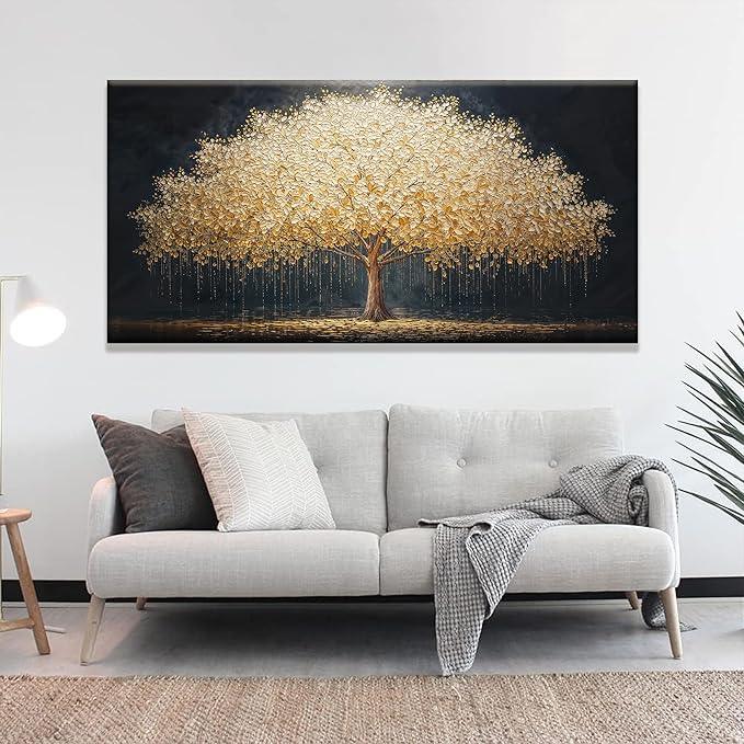 Tsomzxng Abstract Wall Art Gold Tree Of Life Artwork Canvas Art Wall Decor Painting Prints Gold Tree Large Abstract Wall Decor Picture For Living Room Bedroom Home Office Artwork 29