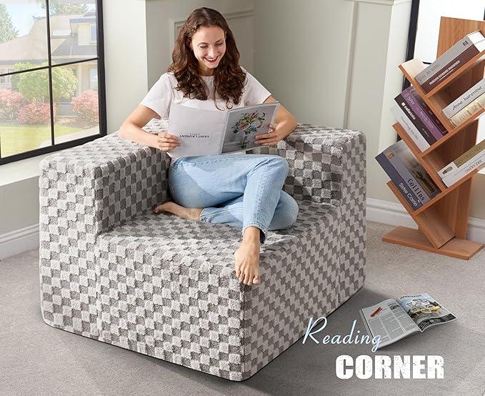 Modular Sectional Sofa 3-Seater Modular Couch with Deep Seat Memory Foam Cloud Chair with Pillows Oversized Sectional Sofa for Living Room Bedroom (Plush Grey, 3-Seater)