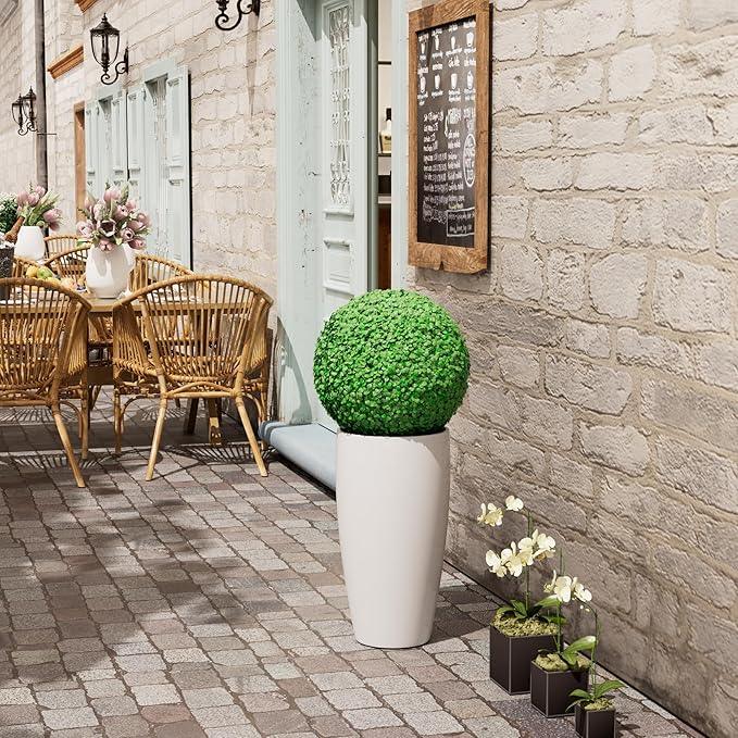 QCQHDU 24 inch Tall Planter for Indoor & Outdoor Plants, 2 Pack Sturdy Plant Flower Pots Modern Decor for Front Porch Patio Deck Living Room