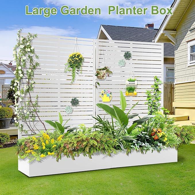 Trellis for Climbing Plants Outdoor，Mental Garden Bed with Drainage Holes Outdoor Privacy Screen Design Tall planters for herb Flower Vegetables 73