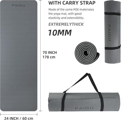 Yoga Mat Non Slip Anti-tear,extra thick-2/5 inch（10MM）High Resiliency Professional POE Yoga Mats for Women Men Kids,72