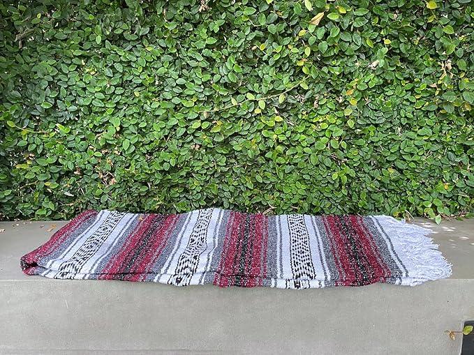 Del Mex Classic Mexican Blanket, Large Authentic Woven Falsa Throw (70