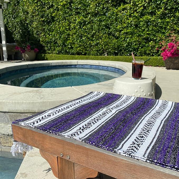 Del Mex Classic Mexican Blanket, Large Authentic Woven Falsa Throw (70