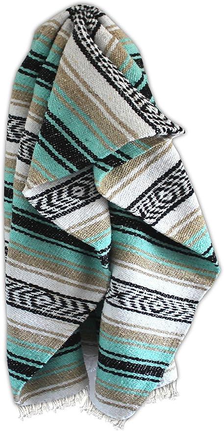 Del Mex Classic Mexican Blanket, Large Authentic Woven Falsa Throw (70