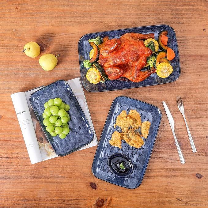 vicrays Ceramic Rectangle Serving Platters - 14