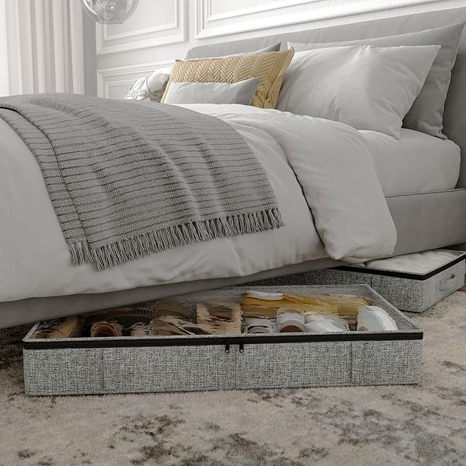 Gray Low Profile Under Bed Storage Containers 5 inches high, 33.8