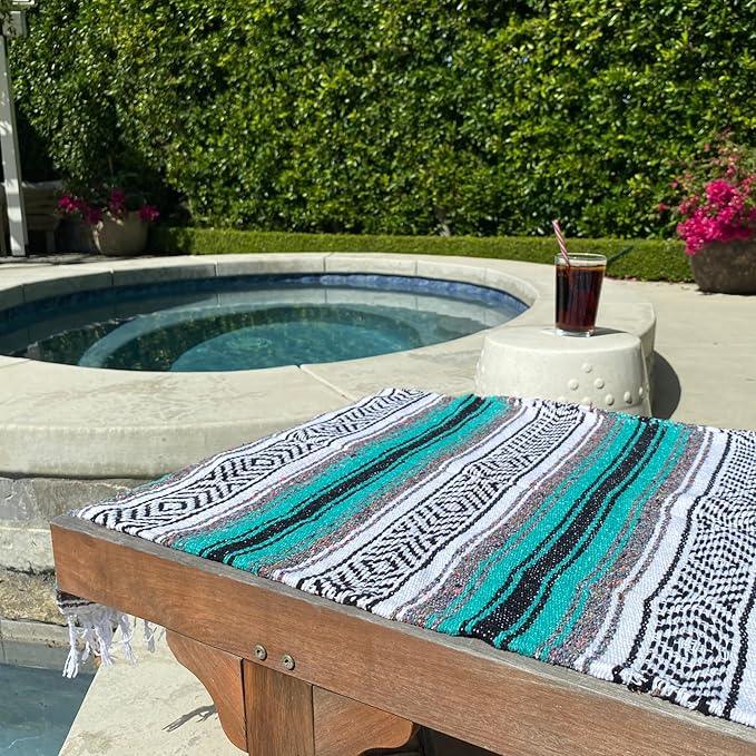 Del Mex Classic Mexican Blanket, Large Authentic Woven Falsa Throw (70