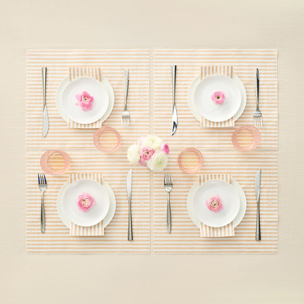Tonal Striped Disposable Napkin Beige Set of 50 Pieces