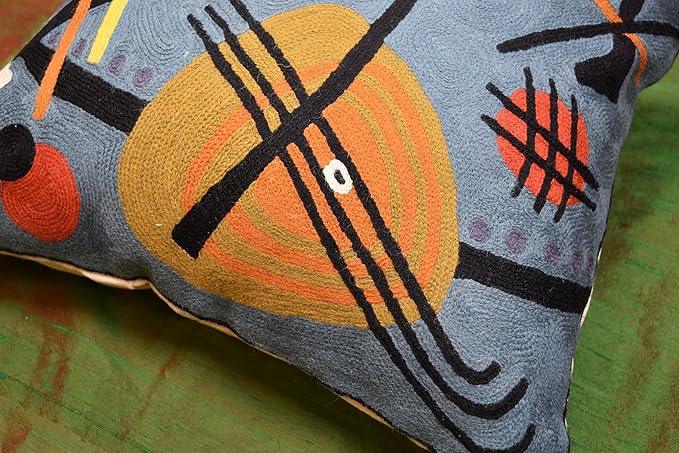 Kandinsky Modern Throw Pillow Cover - Escape | Abstract Pillow | Modern Couch Pillow | Contemporary Pillows | Modern Outdoor Pillow | Mid Century Chair Cushions | Handmade Wool Size 18x18