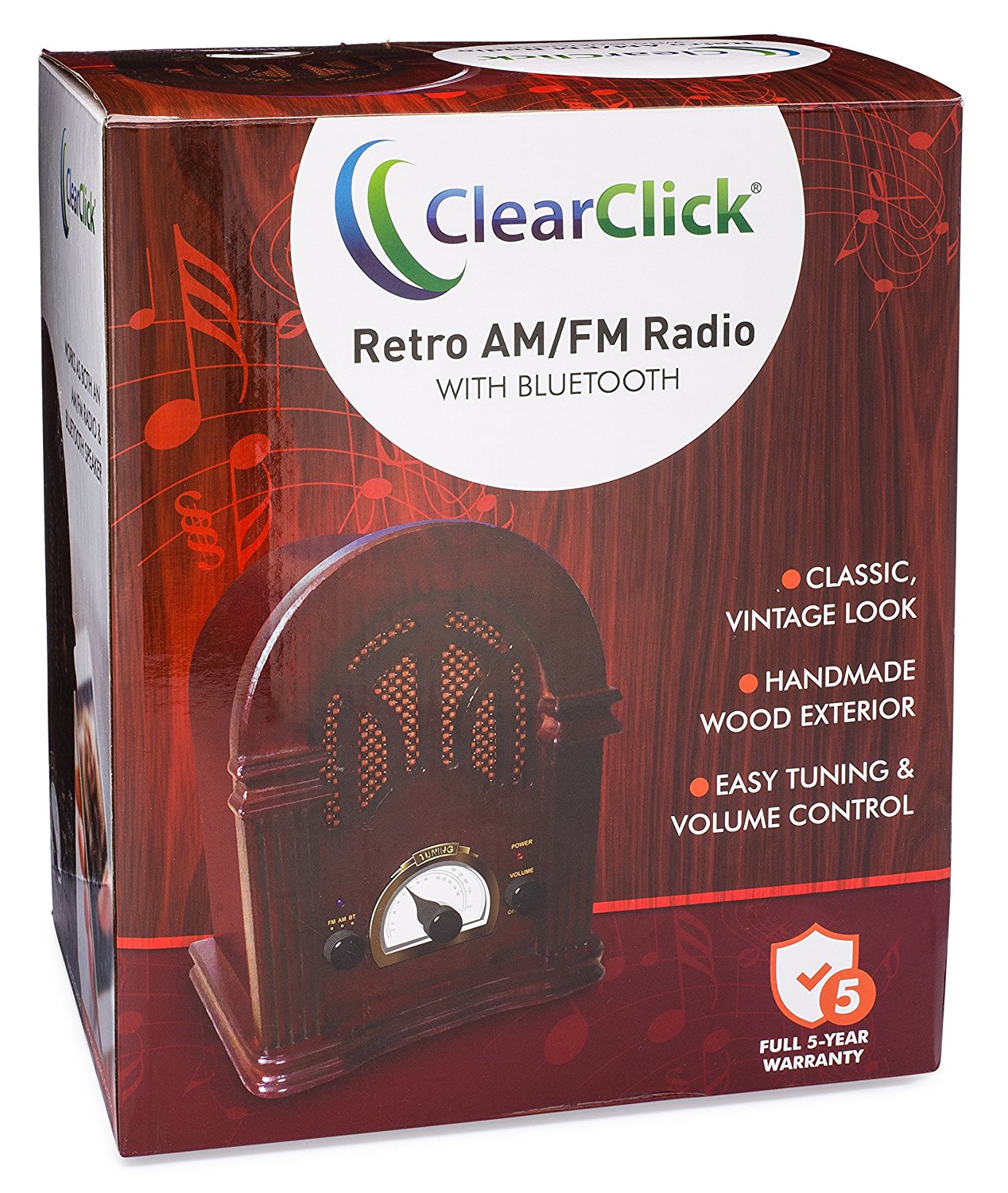 ClearClick Vintage Style AM/FM Radio with Bluetooth