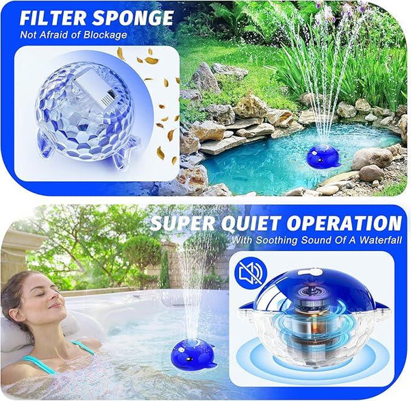 Floating Pool Fountain with Remote, Whale Pool Fountain with Lights, Rechargeable Pool Water Fountain, Above Ground Pool Fountain Waterfall, Swimming Pool Fountains for Inground Pool-1PC
