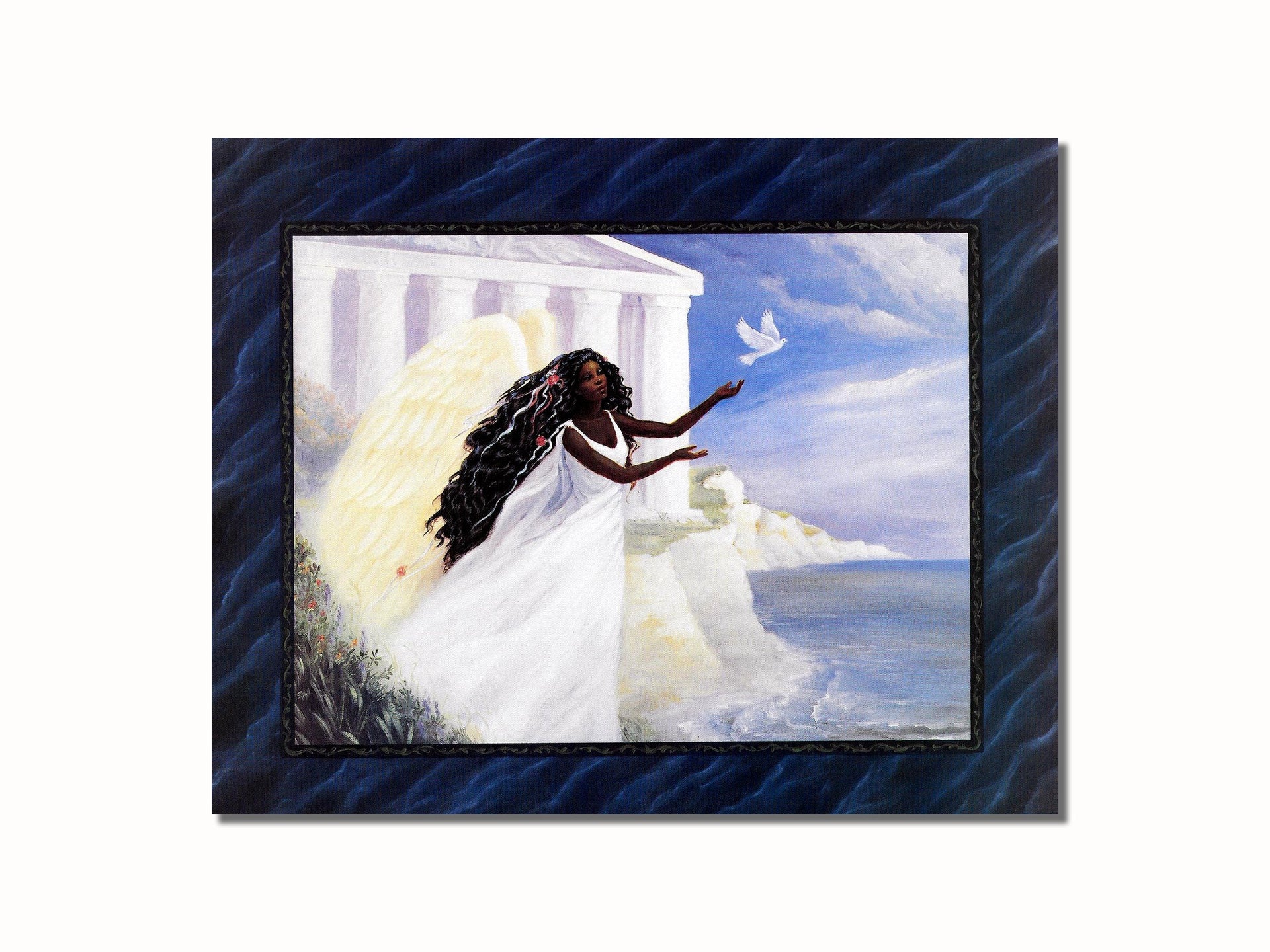 Angel Art Print – African American Black Angel Releasing Dove 8x10 Wall Art